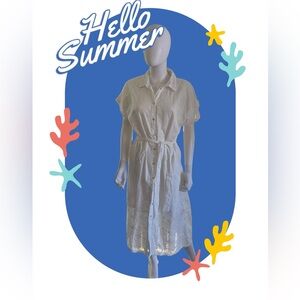 Sinsay White Cotton Midi Dress With Cutout Details Size Large